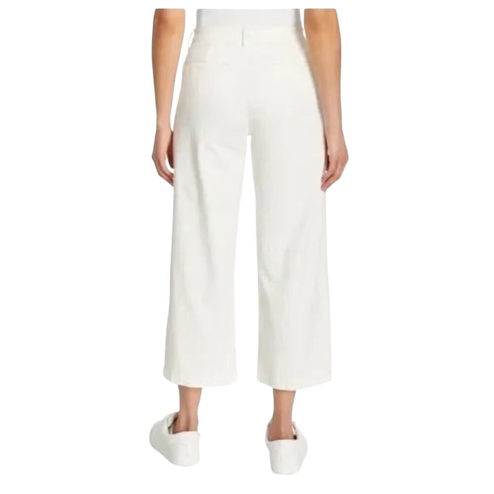 Ella Moss Wide Leg Crop Pants Women's 4 Cream Cotton Culotte Flat Front Chino - Picture 2 of 16
